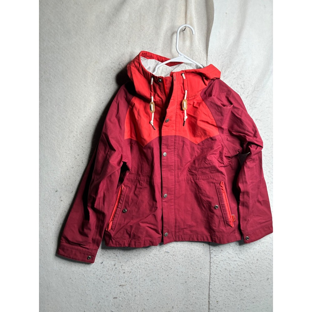 Poler Stuff Birch Jacket Womens Large Red Burgundy Hooded Nylon Shell 513201